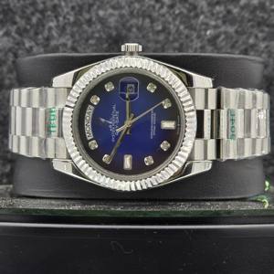 นาฬิกาข้อมือผู้ชายสุดหรูขนาด 40 มม. สแตนเลสสตีล ระบบออโตเมติก หน้าปัดสีน้ำเงิน แสดงวันที่ พร้อมเพชรบอกชั่วโมง ดีไซน์หรูหรา - Product Image 1