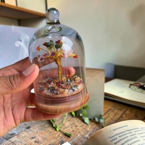 Seven Chakra Gemstone <b>Tree</b> in Glass Cover – Healing <b>Crystal</b> Bonsai with Wooden Base - Product Image 3