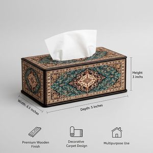 Aqdus Saleem Vintage Wood Tissue Box Cover Hand Painted Decorative Tissue Holder Ornamental Napkin <b>Case</b> Home Dining Household - Product Image 4