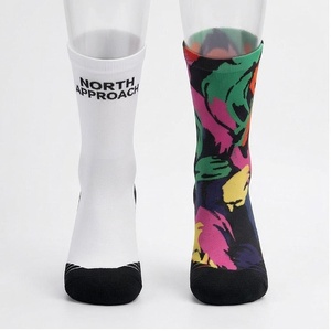 North Approach Crew <b>Socks</b> Floral Pattern Breathable Spandex <b>Polyester</b> Adult Summer Casual <b>Socks</b> - Product Image 1