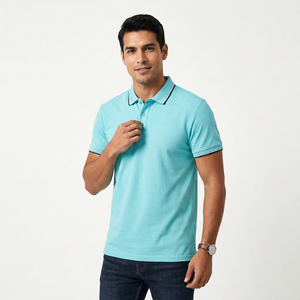 Polo à manches courtes pour homme, tricoté, couleur unie, décontracté, avec boutons, coupe classique - Product Image 2