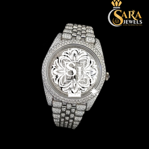 Reloj de diamantes de mosaico helado blanco de calidad de exportación con acero inoxidable para hombres y mujeres disponible a un precio asequible - Product Image 2
