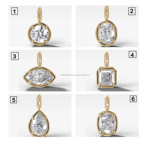 Colgante Minimalista de Moissanita con Forma de Gota de Agua Radiante Ovalada de 4 CT, Chapado en Oro sobre Plata de Ley 925, Bisel Negro, Personalizado para Fiestas - Product Image 2