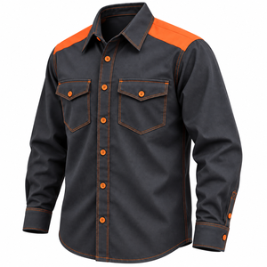 Camisa de Trabajo FR Personalizada para Hombre, Resistente al Fuego, para Soldadura, Manga Larga, con Botones, Dos Tonos - Product Image 5
