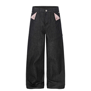 Custom <b>Men's</b> Relaxed Fit Denim <b>Jeans</b> Lightweight Polyester/Cotton Casual <b>Drawstring</b> Closure Wholesale Reasonable Price - Product Image 5