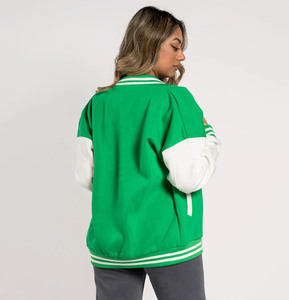 Wholesale Custom Logo Women's Vintage Style Cropped Varsity <b>Jacket</b> New Fashionable Embroidered Leather <b>Jacket</b> Cotton for Outdoor - Product Image 4