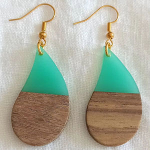 Handmade Wood And <b>Resin</b> Teardrops Natural Charm Wood And <b>Resin</b> Earrings Grain Wood And <b>Resin</b> Earrings <b>Resin</b> <b>Crafts</b> - Product Image 5
