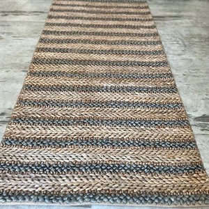 Hand Woven Chunky Knit Jute Rug Steel Grey Braided Woven Modern Extra Thick PET Friendly Non-Slip Decor - Product Image 4