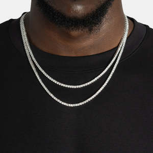 3mm VVS1 Moissanite <b>Tennis</b> Chain <b>Necklace</b> 925 Sterling Silver Diamond <b>Tennis</b> <b>Necklace</b> White <b>Gold</b> - Product Image 3
