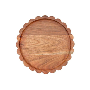 Plato Redondo de Madera Natural, Color Marrón Pulido, Plato para Servir, Vajilla Duradera de Estilo Rústico, Platos para la Mesa - Product Image 3