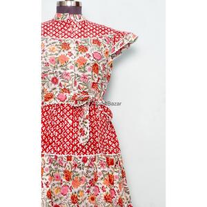 Vestido Maxi Elegante Casual Holgado para Mujer, Estilo Sencillo, Cuello Redondo, Algodón Floral Transpirable, Cintura Natural - Product Image 4