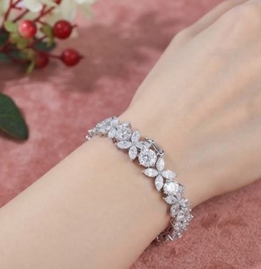 Bracelet jonc de luxe tendance en or massif 10K 14K 18K avec diamants marquise et ronds, bijoux fins avec diamant naturel - Product Image 6