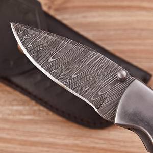 Couteau pliant EDC de poche en acier Damas fait main, système Liner Lock, lame pointe clip, manche en os teinté, pour la chasse et l'extérieur, OEM - Product Image 3