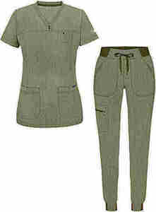 Wholesale High Quality Eco-Friendly Medical Hospital <b>Scrubs</b> Set Unisex V-neck Stretch <b>Scrub</b> <b>Tops</b> Jogger Pants Customized Color - Product Image 5