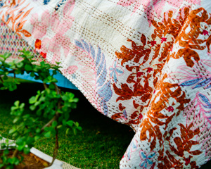 Handcrafted Floral Block Print 300tc Eco-Friendly Washable Reversible Cotton Coverlet Bohemian Decorative Bedding <b>Throw</b> Home - Product Image 1
