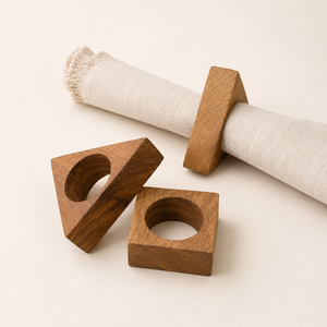 Juego de Servilleteros Geométricos de Madera Hechos a Mano, Modernos Soportes para Servilletas Cuadrados y Triangulares de Madera de Acacia para Bodas y Restaurantes - Product Image 4