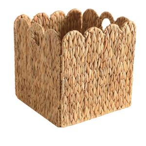 Eco-Friendly Foldable Water Hyacinth <b>Storage</b> <b>Basket</b>, Sacalloped Organizing <b>Basket</b> For Home Vietnam Wholesale Supply - Product Image 2