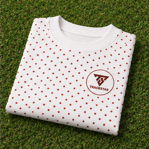 <b>Women's</b> White Crewneck <b>Sweatshirt</b> with Rust <b>Red</b> Allover Polka Dots Long Sleeve Custom Logo - Product Image 5