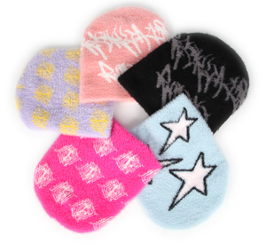 OEM Custom Soft Furry Mohair Knit All Over Printed Graphic Jacquard Fuzzy Beanie Hat Customized Skull Beanies For Unisex - Product Image 1