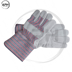 Guantes de Trabajo de Cuero Premium con Palma Reforzada, Correa de Muñeca Ajustable, Puño de Lona Rayado, Diseño Flexible para el Pulgar, Uso Pesado y Multiusos - Product Image 6