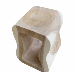Taburete Artístico de Madera Maciza de Suar, Diseño Moderno Hecho a Mano, Ecológico, Calidad de Exportación, Forma Curva Única, para Hoteles Boutique - Product Image 3