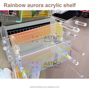 Étagère à bijoux en acrylique à 3 niveaux, effet arc-en-ciel Aurora, organisateur de bureau moderne pour la décoration de la maison, léger, facile à assembler - Product Image 3