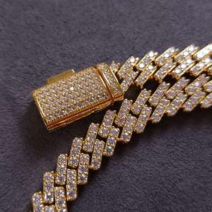 สร้อยคอคิวบันเพชรโมอิสซาไนต์เงินแท้ 925 ชุบทอง 8 มม. ทรงเหลี่ยมเจียระไนแบบบริลเลียนท์ สไตล์ฮิปฮอป เครื่องประดับสำหรับทุกเพศ เหมาะสำหรับงานปาร์ตี้ ของขวัญ - Product Image 1