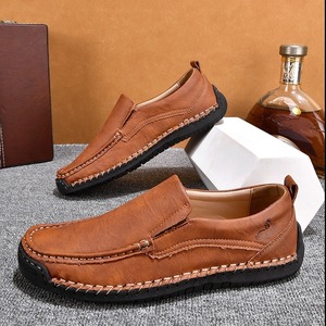 Mocasines de cuero para hombre, con suela suave, estilo casual, fáciles de poner, cómodos, zapatos para papá. - Product Image 2