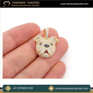 SHRAMAN JEWELS Colgante Personalizado de Plata 925 Bañado en Oro con Cabeza de Bulldog y Diamante Cultivado de 1.66ct, Estilo Hip Hop - Product Image 3