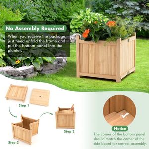 Jardinera Elevada Plegable Cuadrada para Leña con Fondo Extraíble para Macetas y Jardineras - Product Image 5