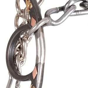 Bocado de acero inoxidable para caballo con incrustaciones de oro y cadena para equitación - Product Image 2