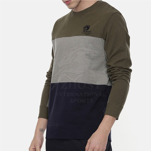 Pull-over en tricot d'hiver pour homme, col rond, color-block, coupe classique, avec logo brodé sur le devant - Product Image 2