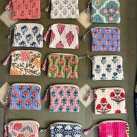 Dompet Koin Vintage Berkualitas Tinggi, Kecil, Tahan Lama, Ramah Lingkungan, Buatan Tangan dari Katun, Dompet Resleting Bermotif Bunga, Dompet Mini untuk Uang Receh dan Kartu