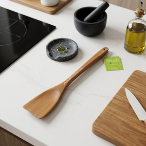 Elegante Espátula de Madera de Teca, Utensilio de Cocina Elegante y Funcional para Cocinar, Ecológico y Apto para Lavavajillas - Product Image 5