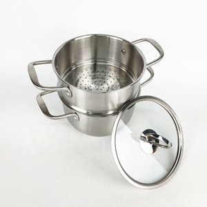 Advanced Stainless Steel <b>Steamer</b> Pot With Multi Layer Bottom Tempered Glass Lid Comfortable Side Handles - Product Image 1