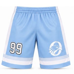 Men Light Blue Sublimated Ice Hockey Set Jersey Shorts Polyester Striped <b>Athletic</b> Sports Uniform Match Wear Apparel - Product Image 4