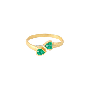 Anillo de Boda Apilable de Plata de Ley Romántico Minimalista Chapado en Oro/Plata con Forma de Corazón y Gema de Esmeralda - Product Image 2