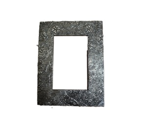 Rectangle Leather Photo <b>Frame</b> with Embossed Floral Pattern Gold Finish Horizontal Design - Product Image 6