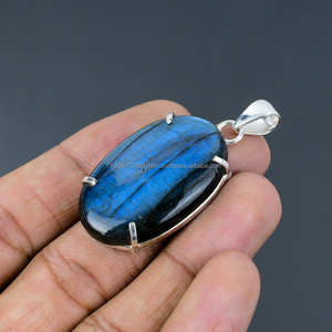 Colgante bohemio de plata de ley 25, piedra preciosa Original Vintage con chapado en oro, regalo de joyería de labradorita hecho a mano - Product Image 3