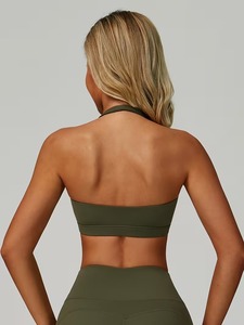 Female <b>Open</b> Back Halter Gym <b>Bra</b> High Elasticity Matte Workout Tank Wide Underband Training Active Wear Manufacturing - Product Image 6