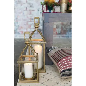 Farol Metálico Cuadrado Hecho a Mano con Acabado Dorado, Arte Moderno Único para Decoración de Bodas, Fiestas, Hogar y Hoteles Boutique, Zahid Exports - Product Image 3