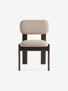 Silla de Comedor Moderna de Mediados de Siglo, de Madera Maciza, con Asiento y Respaldo Tapizados en Bouclé de Primera Calidad - Product Image 2