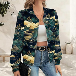 Wholesale Price <b>Womens</b> Bomber <b>Jacket</b> Casual Winter Single Button Lightweight Outerwear Sheep Skin Fabric for Trendy Everyday - Product Image 3
