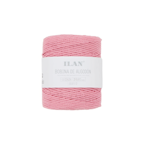 Cuerda de algodón Ilan en carrete de 4 mm, color rosa, 250 g, para manualidades - Product Image 1