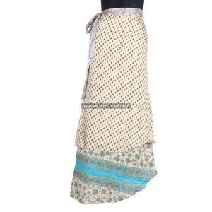 <b>Beach</b> Wear Vintage Silk Saree <b>Magic</b> 38" Long Length Wrap Vintage Silk Double Layer Reversible <b>Magic</b> Wrap Skirt Dress for Women - Product Image 6