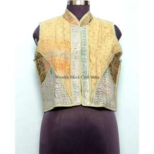 Chaleco de punto de algodón vintage para mujer, estilo indio con patchwork, multicolor, transpirable, de grosor estándar, para invierno. - Product Image 6