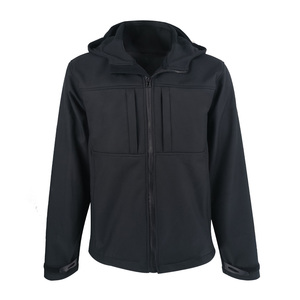 Veste bomber à capuche pour homme, en polaire enduite, fermeture éclair, coupe-vent, couleur unie, polyester, manches régulières, vêtements d'hiver - Product Image 1