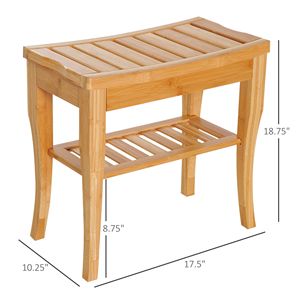 Panca da doccia moderna in bambù a 2 livelli, sgabello in legno per spa, organizer per bagno, camera da letto, giardino, cucina - Product Image 3