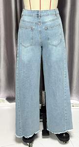 Women's Summer Fashion Casual Vintage High-Waisted Slightly Stretch Straight-Leg Jeans with Washed Wide-Leg Design Daily Wear - Product Image 6