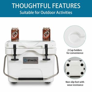 16 Quart Portable Insulated <b>Cooler</b> <b>Box</b> 24 Can Capacity with 2 Cup Holders - Product Image 6
